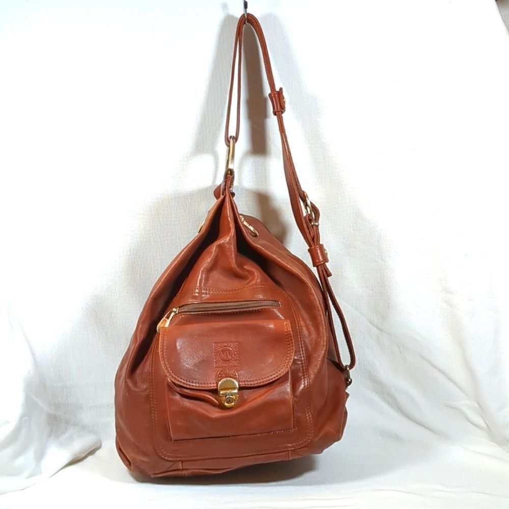 Unique Vintage Marco Valentino Leather Dual Side Zip Shoulder / Sling Bag